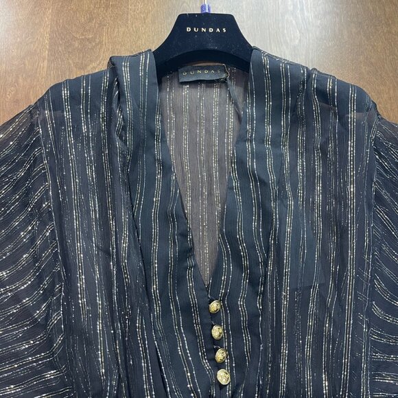 Dundas Silk Lurex Stripe Dress Women's Size XXS/XS (Italy 38) Flowing Kaftan NEW - Picture 9 of 16